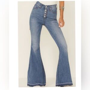 We The Free People high waisted flared  bell bottom Women's  Blue Jeans